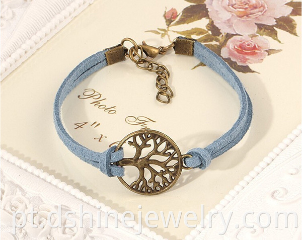 Leather Bracelet with tree charm